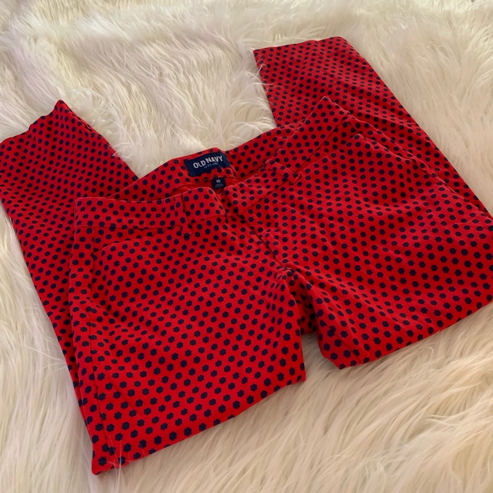 Old Navy Pants Red Navy Polka Dot Ankle Pants